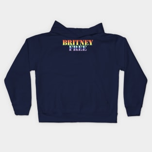 Rainbow Stripes Typography for Free Britney Free Kids Hoodie